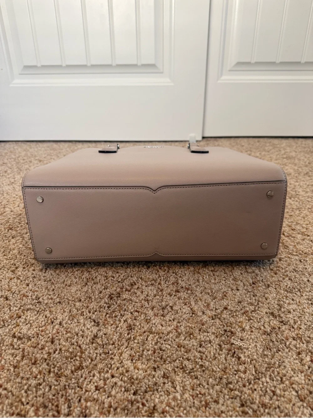 kate spade Mauve-Taupe Leather Satchel with Dark Plum Interior